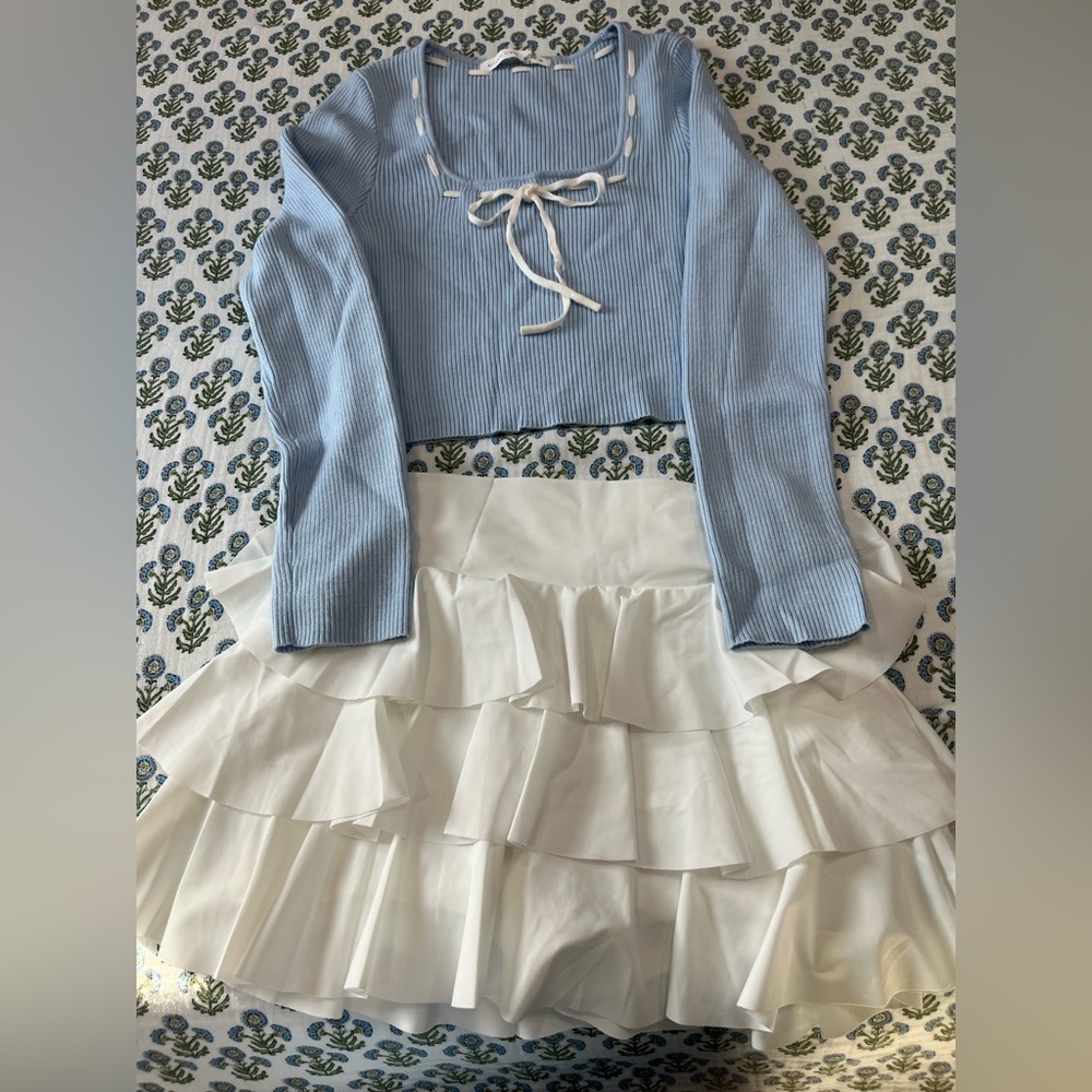 Altar'd State Light Blue Ribbed Top and skort.